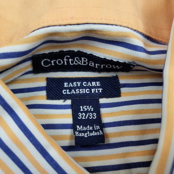 Croft & Barrow Men's Easy Care Classic Fit Striped Button Down Shirt 15.5 32/33 - Picture 9 of 12